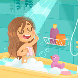 ilustrador freelancer - Ilustração menina tomando banho